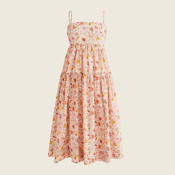 NWT J.Crew Tiered organic cotton dress in Liberty Garden of Life print Size 6 - Picture 1 of 4